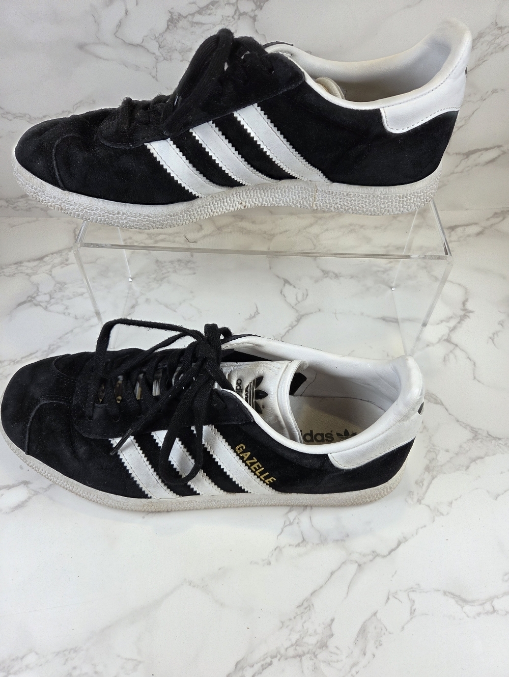 adidas Black & White Gazelle Suede Low-Top Sneakers(B14) - Picture 4 of 6